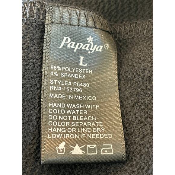 Papaya Black short flutter sleeve blouse with v neck and tie Large - Picture 4 of 6